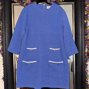 Chic Blue Dress with White Accents